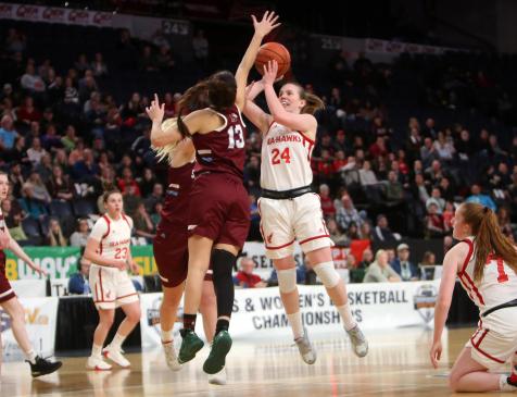 Memorial University Sea Hawks face off against Saint Mary's  during the 2020  2020 AUS Women's Basketball Championships. Photo: AUS